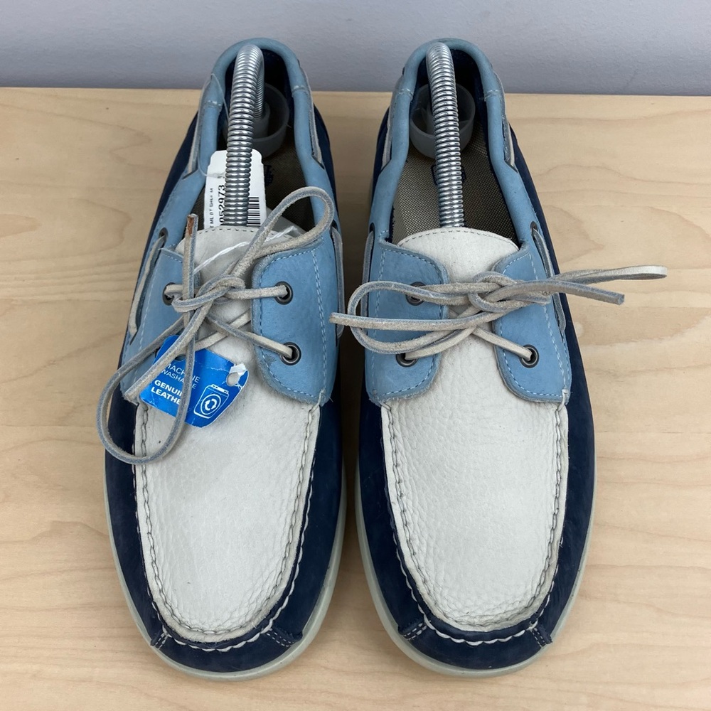 Rockport Men’s Size 8.0 M Classic 2 Eye Leather Boat Shoes Blue Navy White - Picture 4 of 12